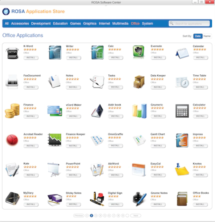 ROSA Application Store Screenshot